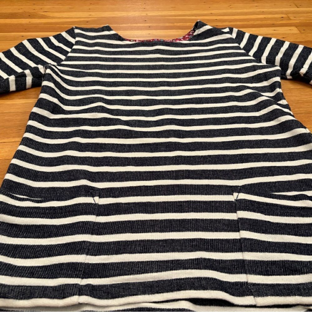 Edy & Bridge navy/white stripe 3/4 sleeve sweater/shirt - Picture 3 of 6